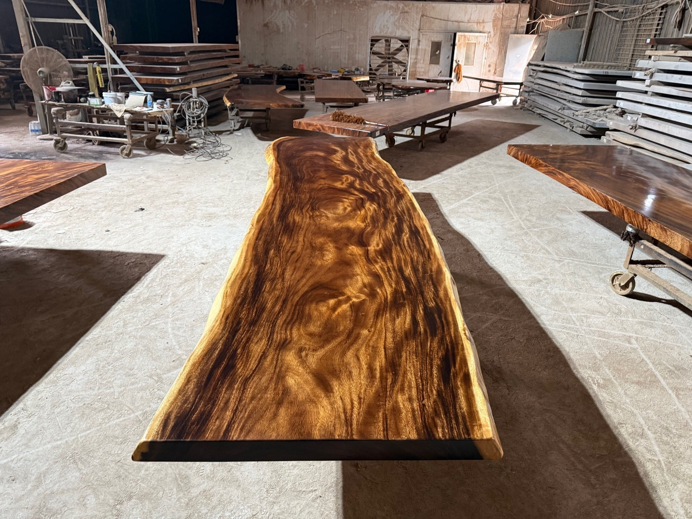 16 FT x 46'' Acacia Conference Table | One-Piece Slab Luxury Wood Tables