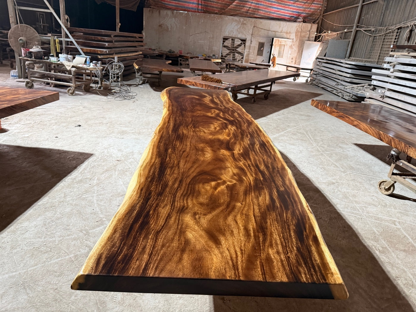 16 FT x 46'' Acacia Conference Table | One-Piece Slab Luxury Wood Tables