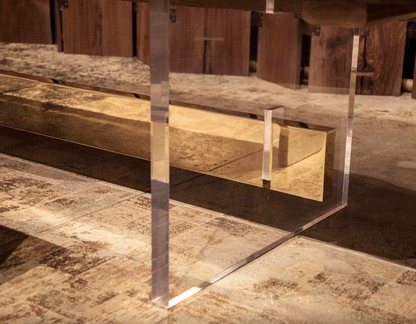 Clear Acrylic Legs with a Center Stretcher (GS) Set of 2 Luxury Wood Tables