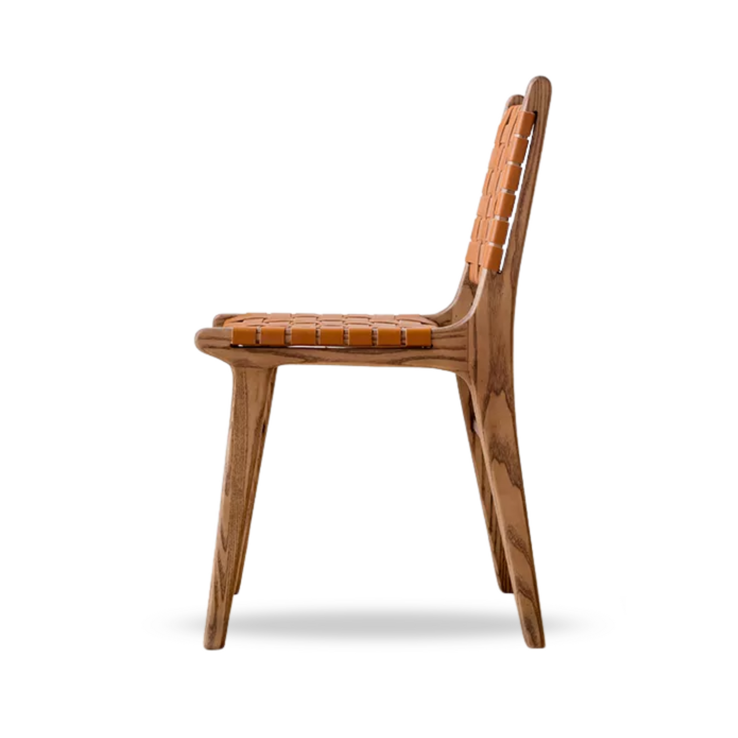 Ready to Ship Solid Wood Bonded Leather Woven Chair with White Leather(SET OF 2 PCS)