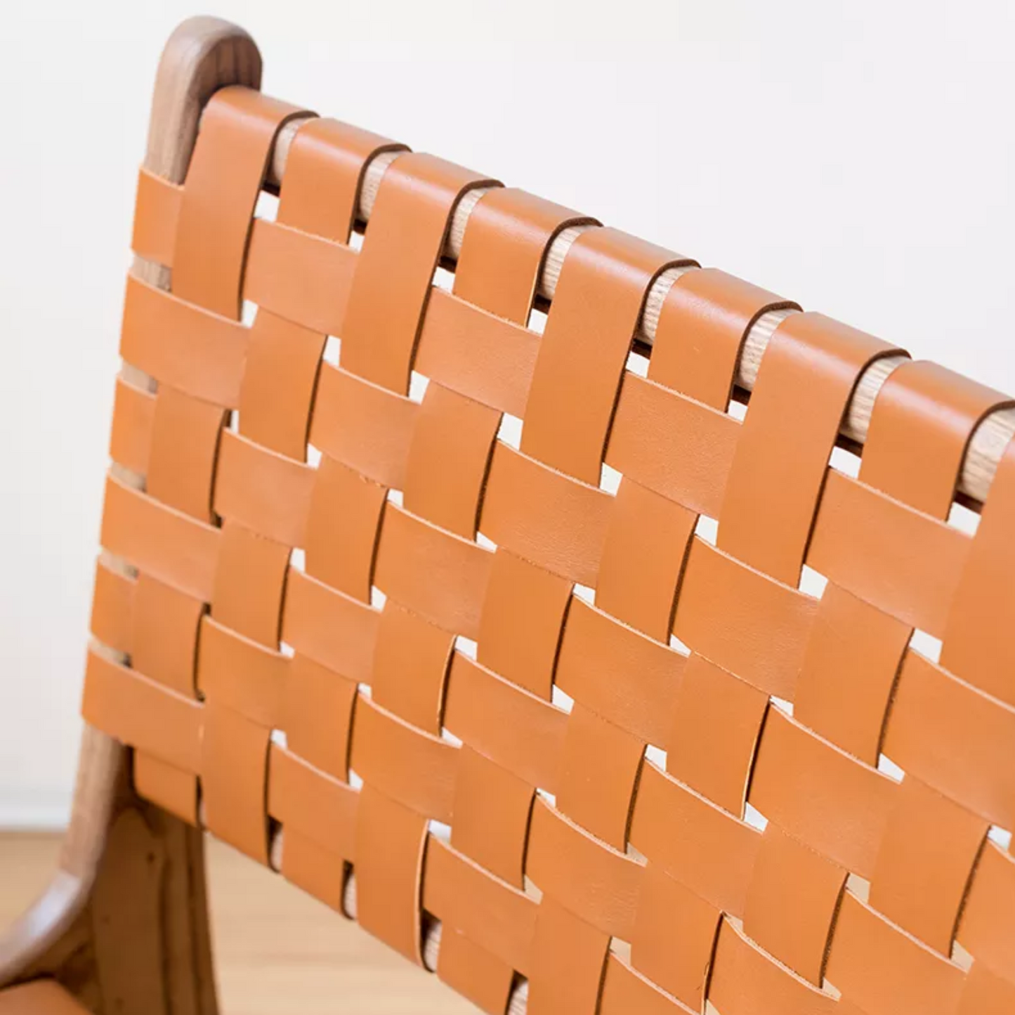 Ready to Ship Solid Wood Bonded Leather Woven Chair with White Leather(SET OF 2 PCS)