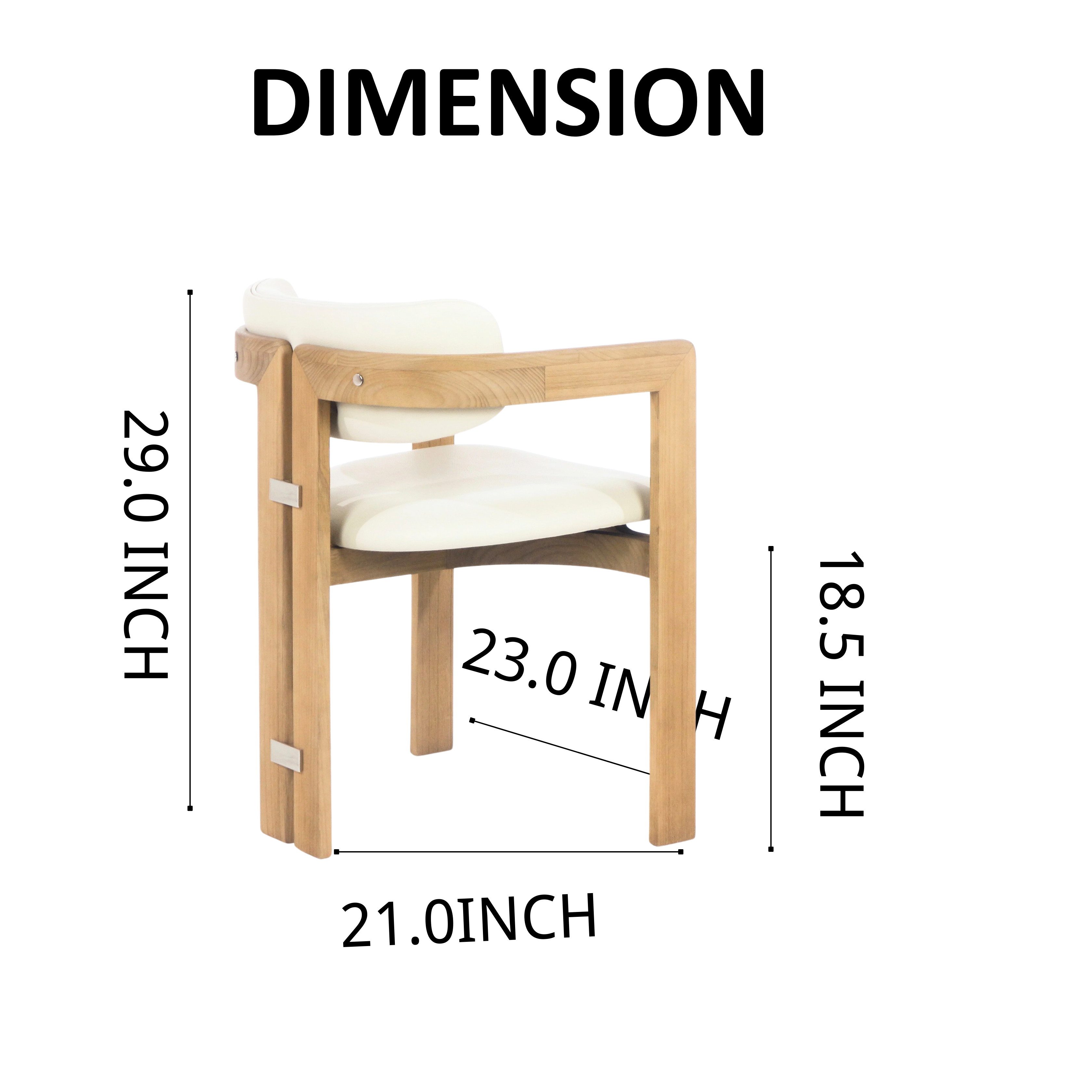 Ready to Ship Solid Ashwood Natural Dining Chair with Cream Leather(SET OF 2 PCS) Luxury Wood Tables