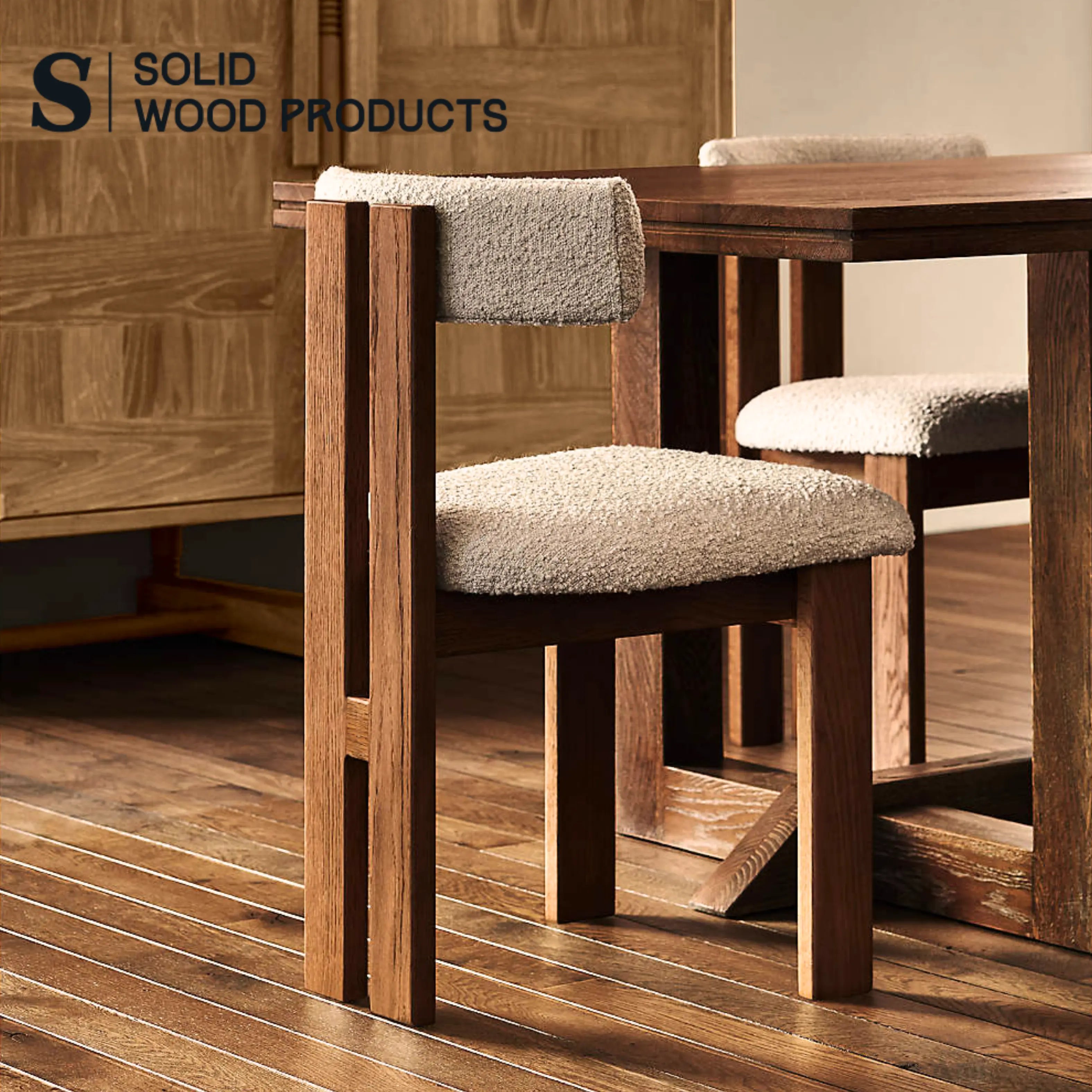 Luxury Fabric & Wood Style Dining Chair - Walnut Stain - Fabrics Cushion Luxury Wood Tables