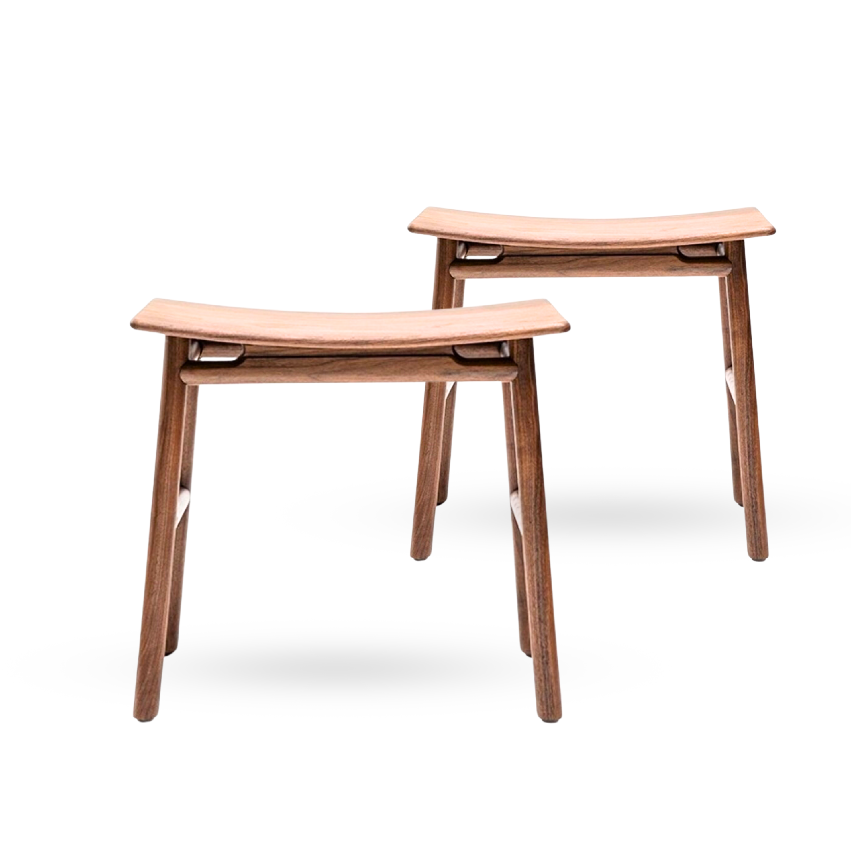 Walnut Wood Bench - Set of 2