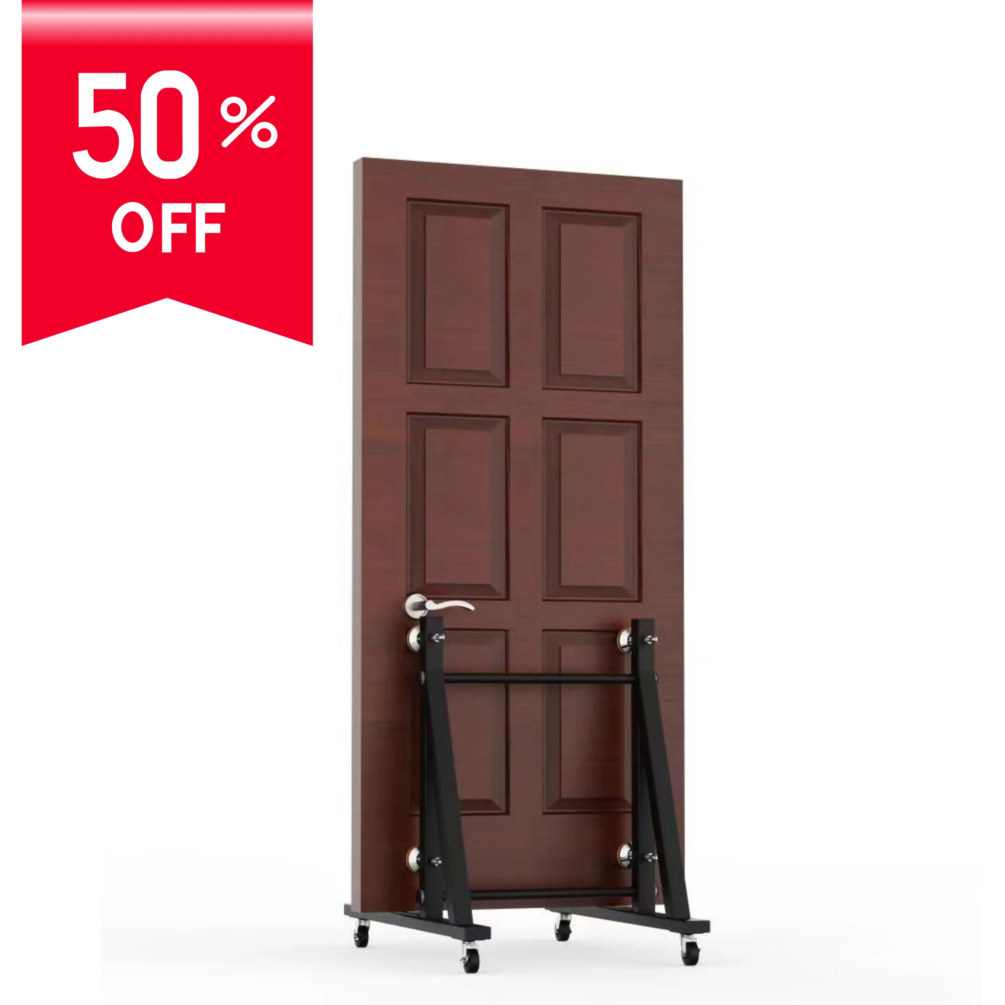 Showroom Display Rack with Wheel for Heavy-Duty Doors, Wood Slabs, and Tiles Luxury Wood Tables