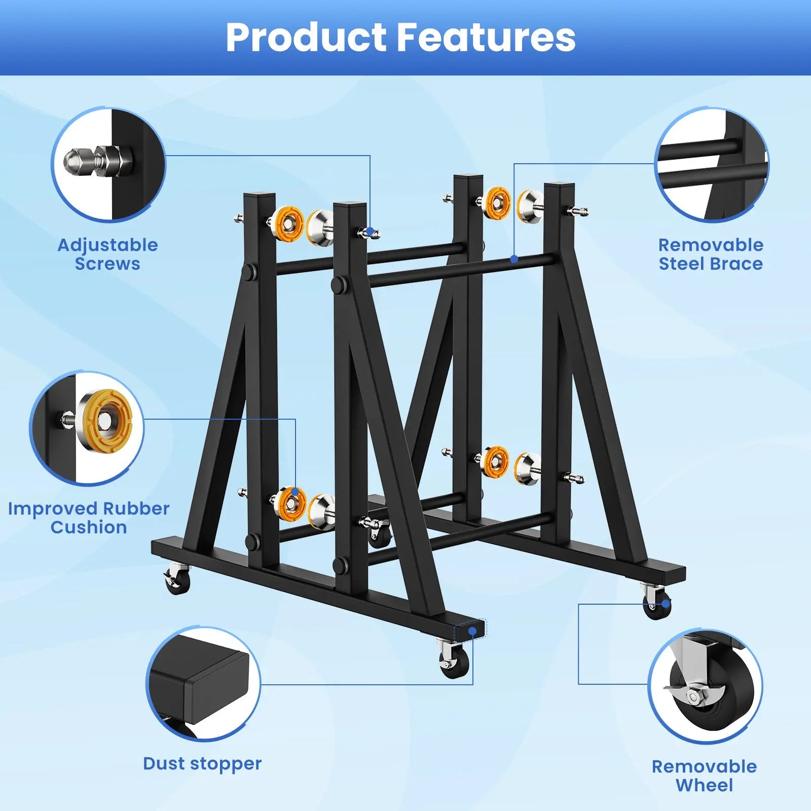 Showroom Display Rack with Wheel for Heavy-Duty Doors, Wood Slabs, and Tiles Luxury Wood Tables