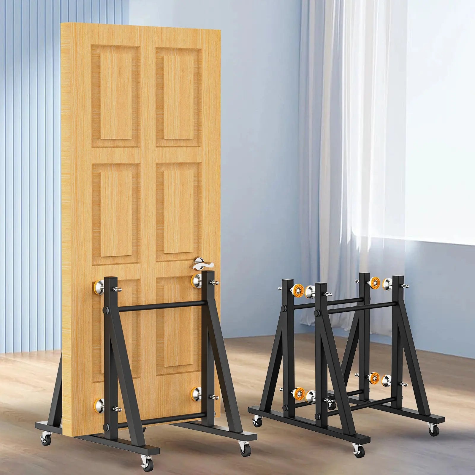 Showroom Display Rack with Wheel for Heavy-Duty Doors, Wood Slabs, and Tiles Luxury Wood Tables