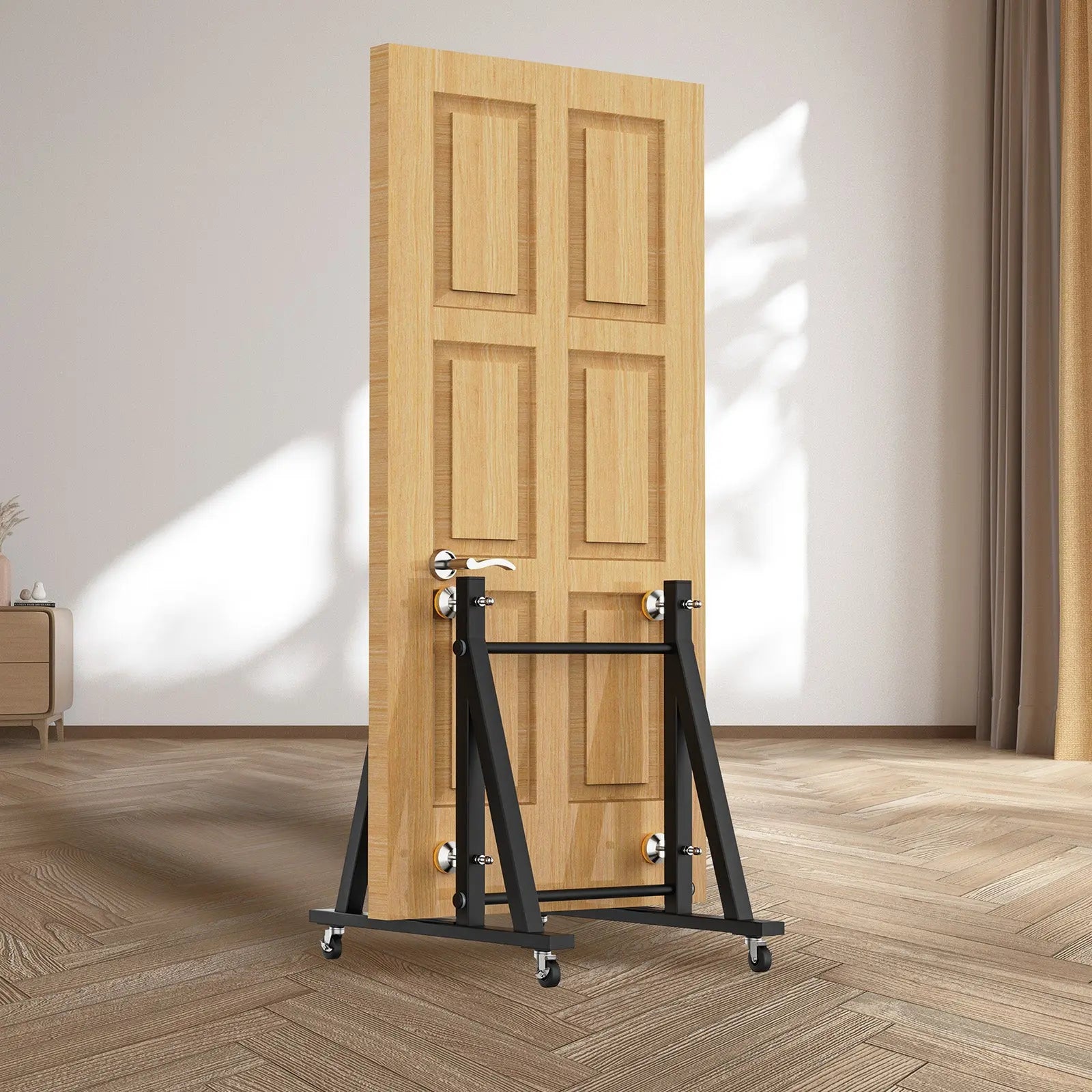 Showroom Display Rack with Wheel for Heavy-Duty Doors, Wood Slabs, and Tiles Luxury Wood Tables