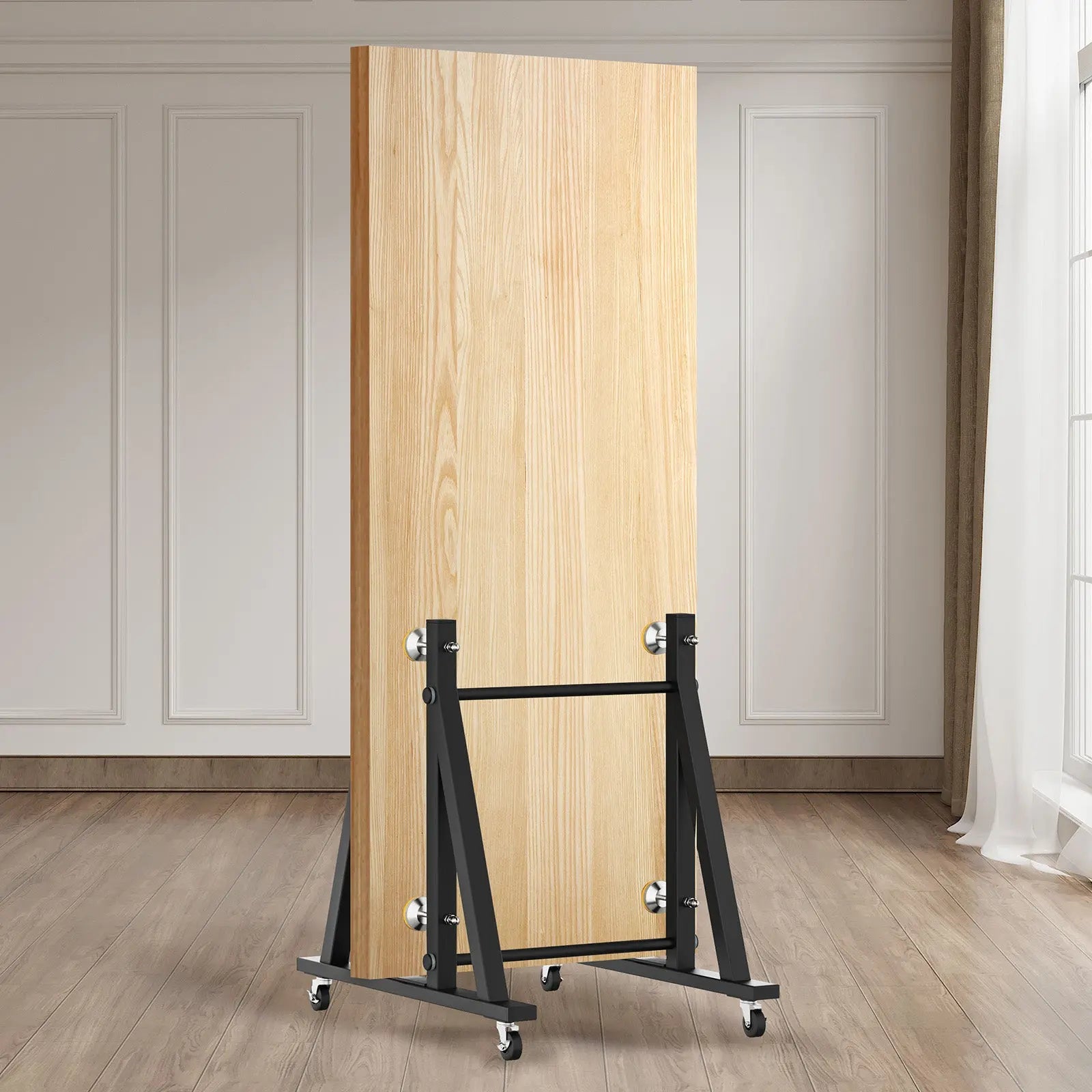 Showroom Display Rack with Wheel for Heavy-Duty Doors, Wood Slabs, and Tiles Luxury Wood Tables