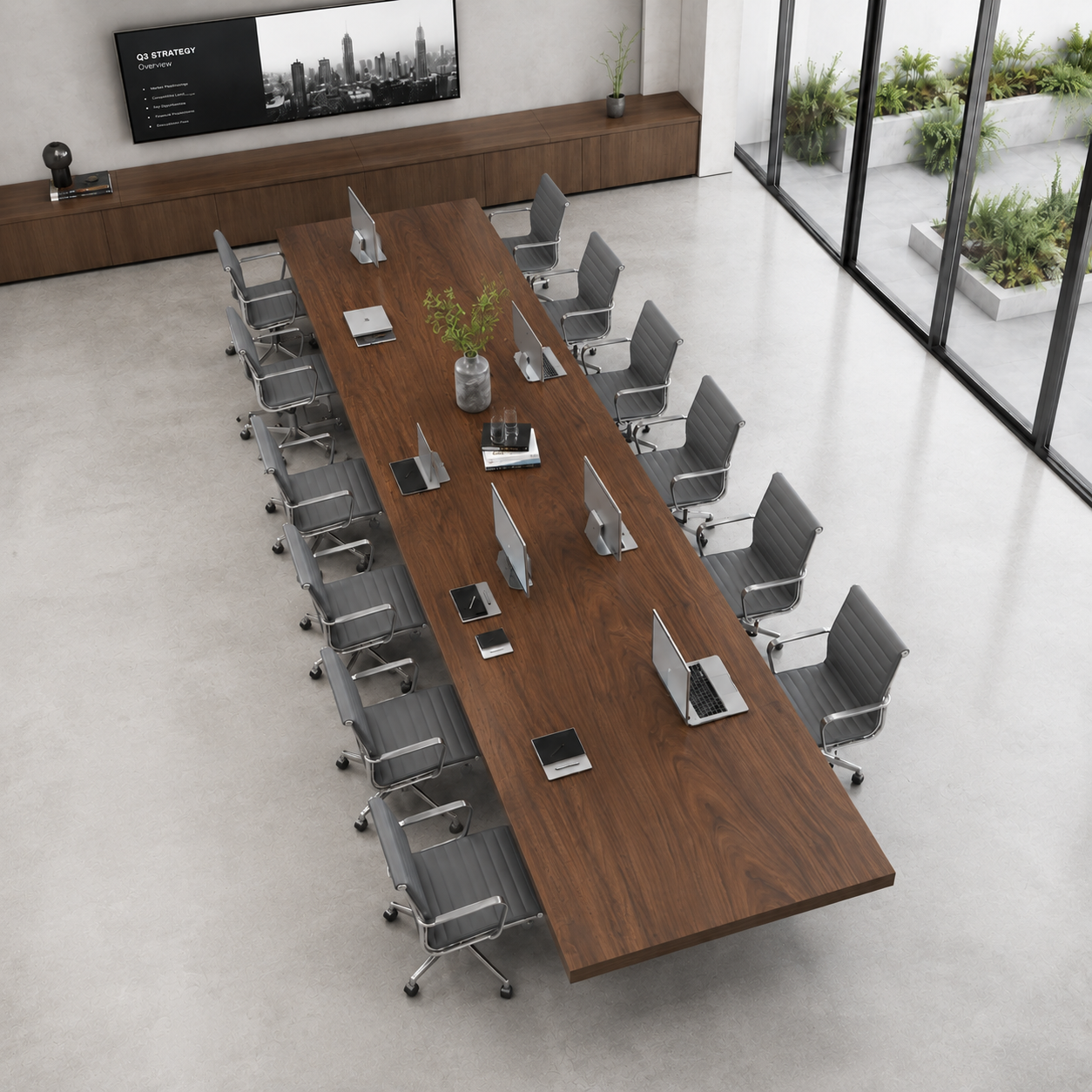 Fiji Acacia Live Edge Slab Table with Modern Cross-Shaped Steel BaseExtra-Long Solid Wood Conference Table Luxury Wood Tables