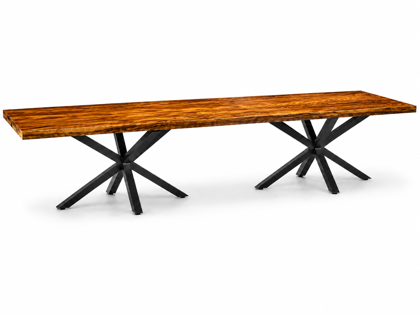 Fiji Acacia Live Edge Slab Table with Modern Spider Steel Base Extra-Long Solid Wood Conference Table (Copy) Luxury Wood Tables