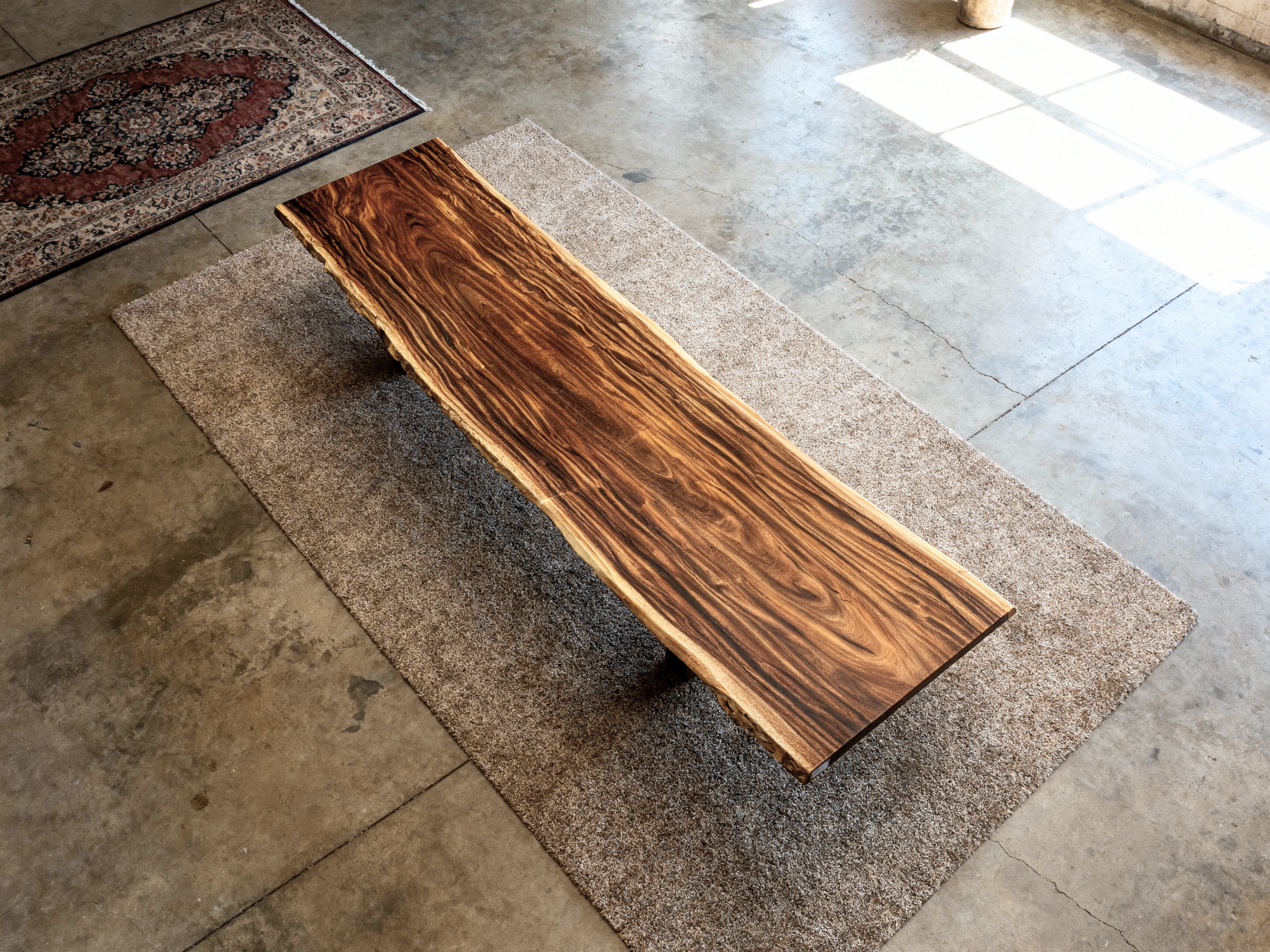 One of a Kind Straight Edge Acacia Dining Table 142" Luxury Wood Tables