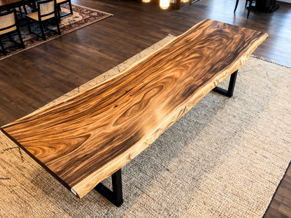 One of a Kind Straight Edge Acacia Dining Table 159" Luxury Wood Tables