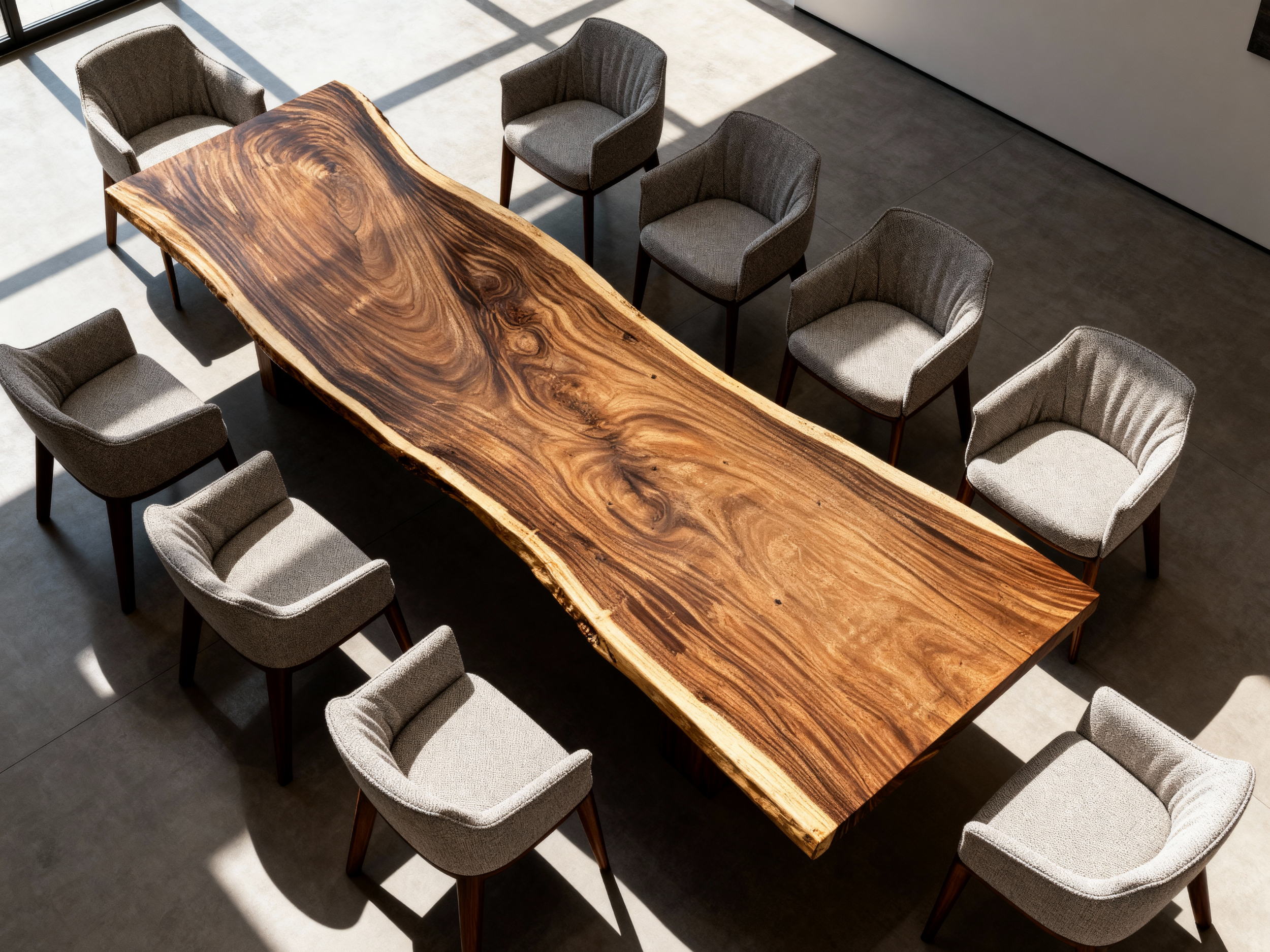 One of a Kind Straight Edge Acacia Dining Table 165'' Luxury Wood Tables