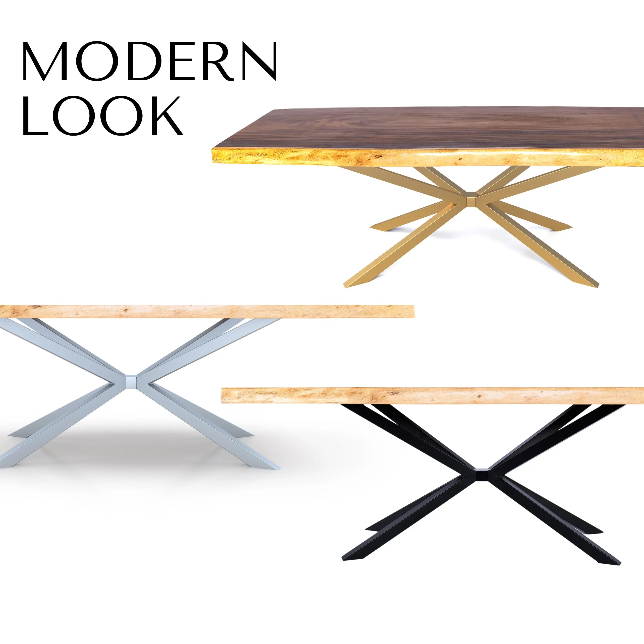 Spider Steel Dining Table Legs Black - Luxury Wood Tables