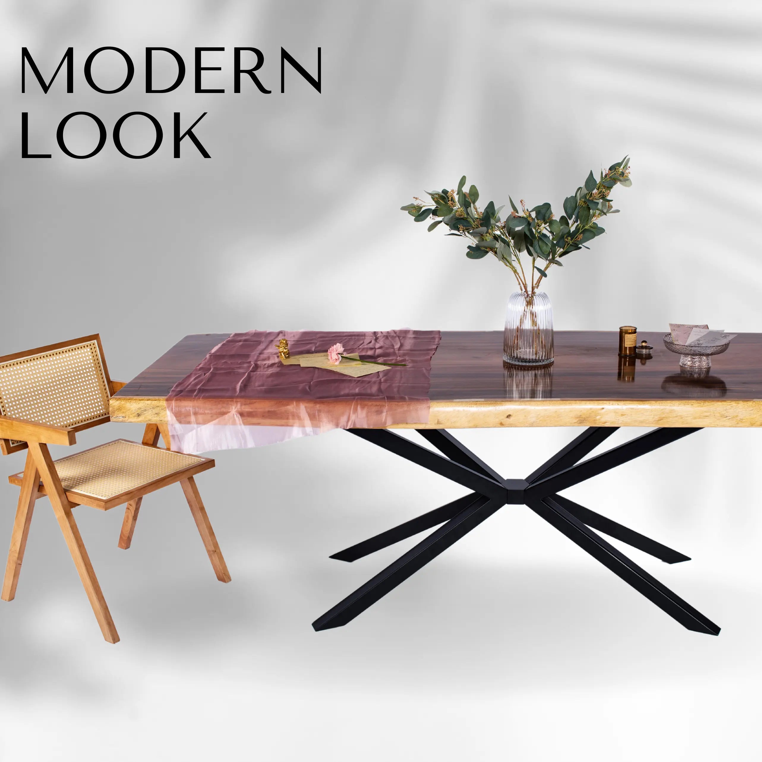 Spider Steel Dining Table Legs Black - Luxury Wood Tables