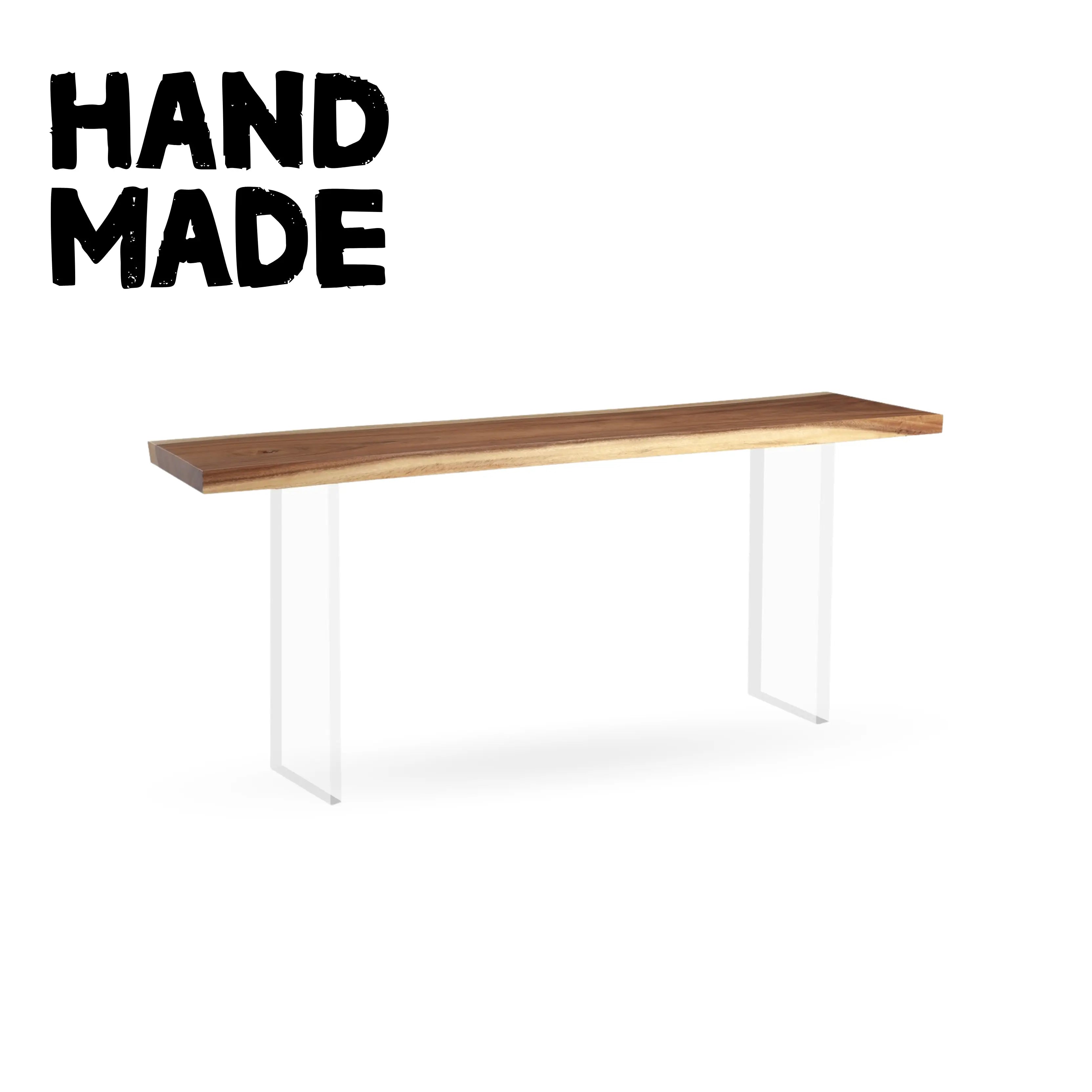 The Floating Live Edge Wood Console Table with Clear Acrylic Bases Luxury Wood Tables