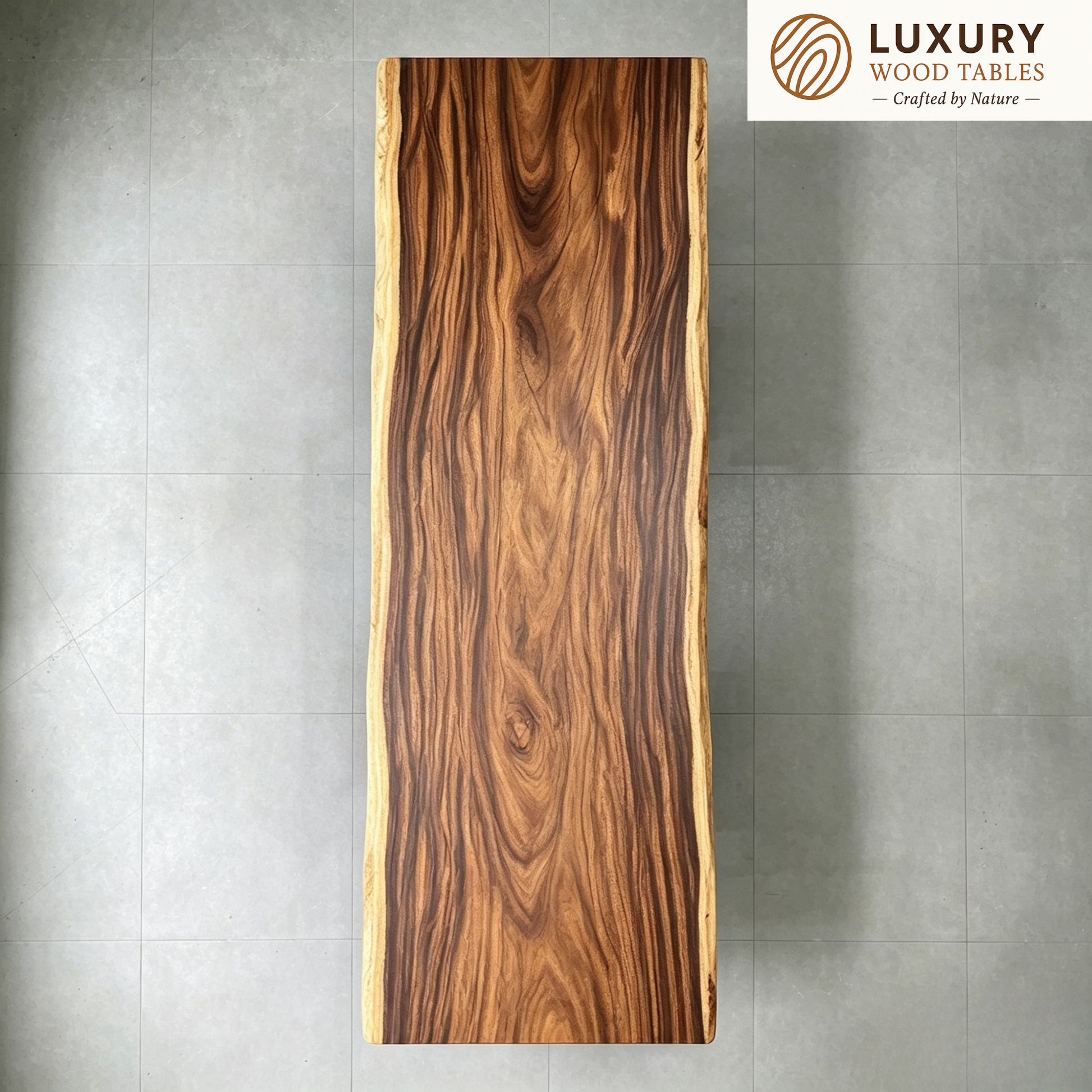 10ft x 40'' Conference Room Table ONE-PIECE Acacia Straighe Edge Wood Table With Metal Base (Copy) Luxury Wood Tables