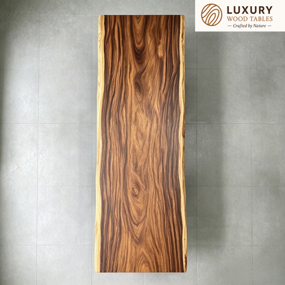 10ft x 40'' Conference Room Table ONE-PIECE Acacia Straighe Edge Wood Table With Metal Base (Copy) Luxury Wood Tables