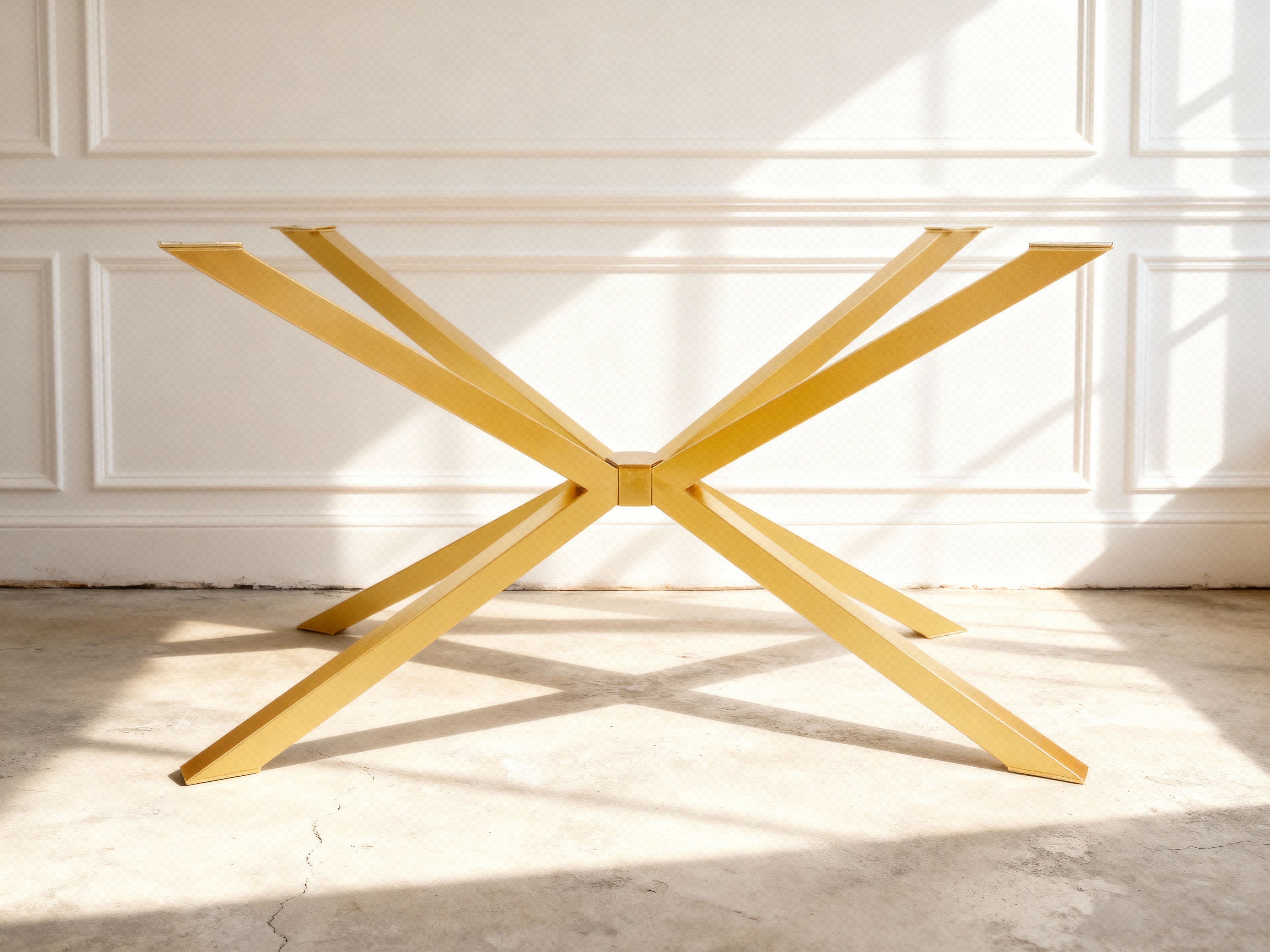 Glossy Gold Spider Table Base –  Heavy-Duty Steel, 1500 lbs Capacity Luxury Wood Tables