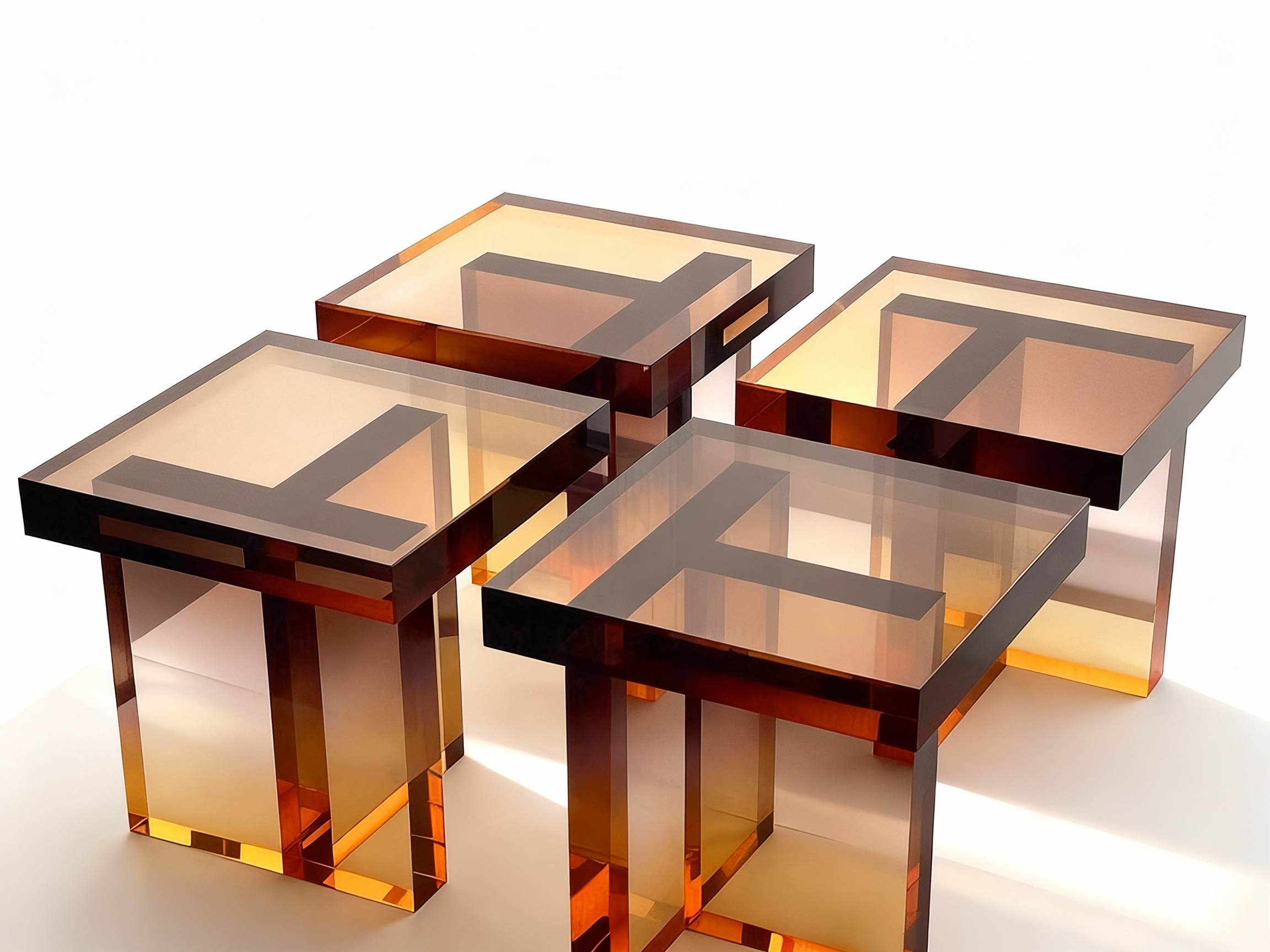 Gradient Acrylic Coffee Table Luxury Wood Tables