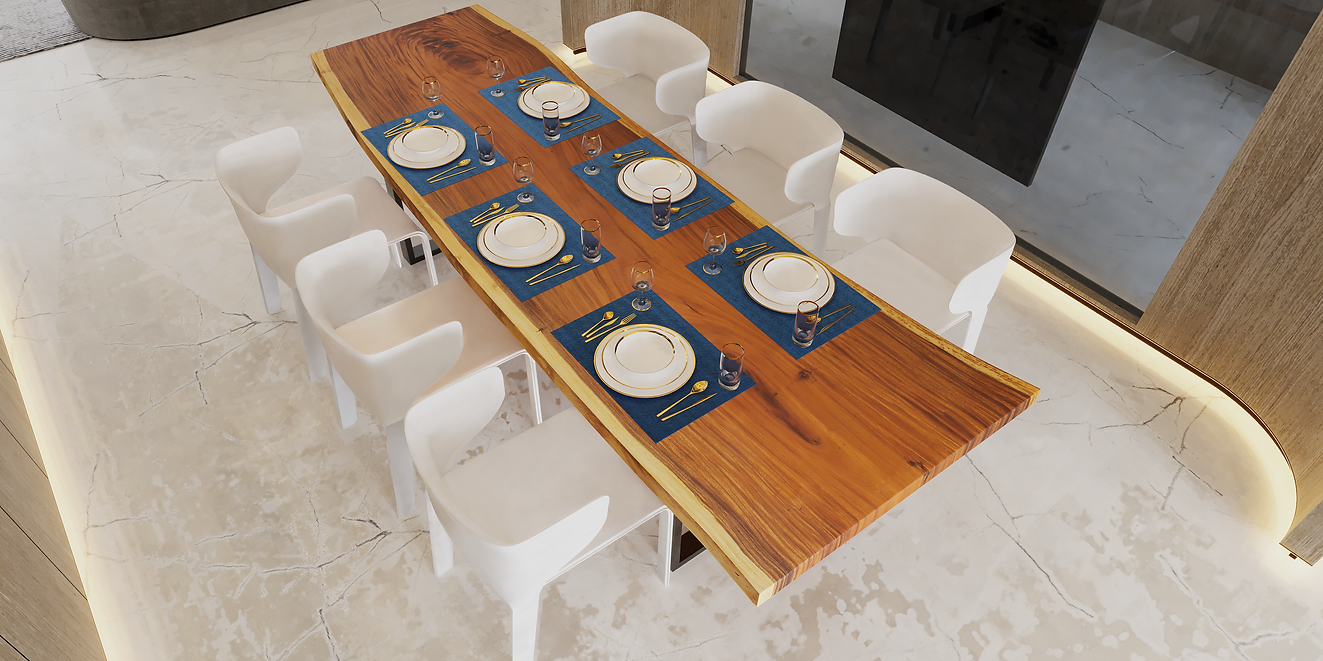 12ft -16 ft Long Conference Room Live edge Acacia Wood Dining Table With Black U -Shaped Legs Luxury Wood Tables