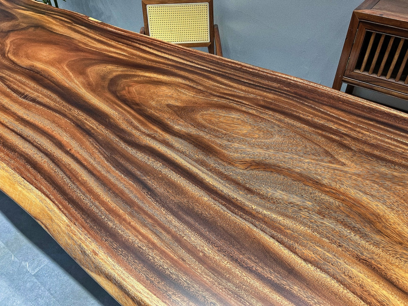 15ft x 46'' Conference Room Table ONE-PIECE Acacia Straighe Edge Wood Table With Metal Base (Copy) Luxury Wood Tables