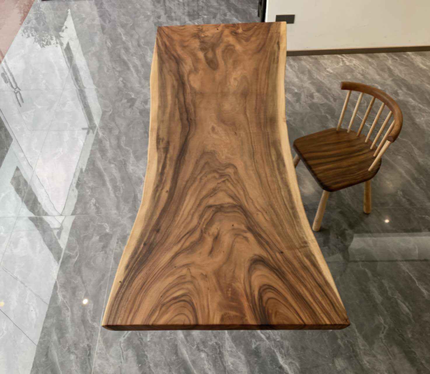 SALE! 7.4ft x 33'' Conference Room Table ONE-PIECE Acacia Straighe Edge Wood Table With Metal Base (Copy) Luxury Wood Tables