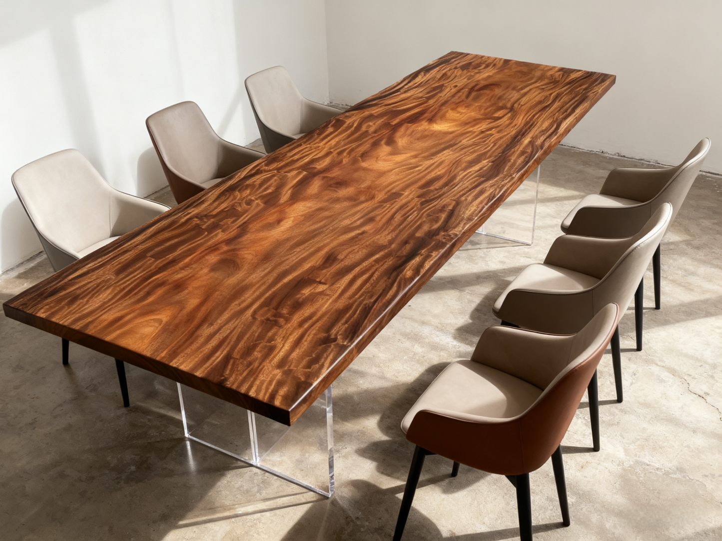 Top Quality Pick! One of a Kind Straight Edge Acacia Dining Table 133'' Luxury Wood Tables