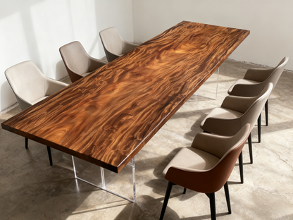Top Quality Pick! One of a Kind Straight Edge Acacia Dining Table 133'' Luxury Wood Tables