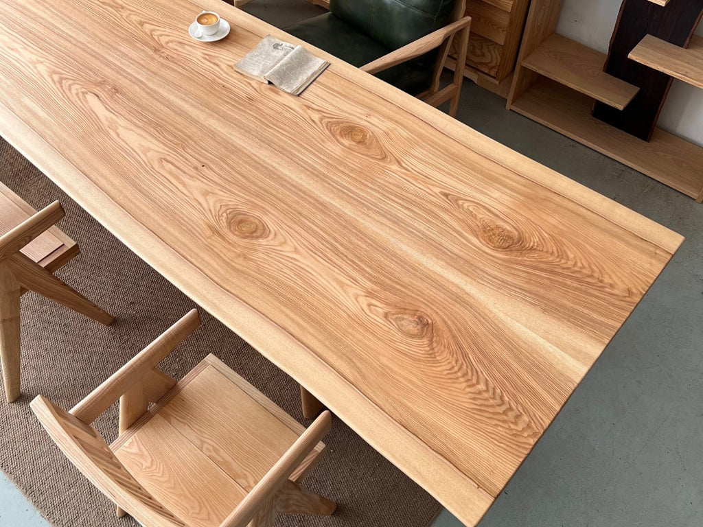 One of a Kind Straight Edge Ashwood Dining Table 140'' Luxury Wood Tables