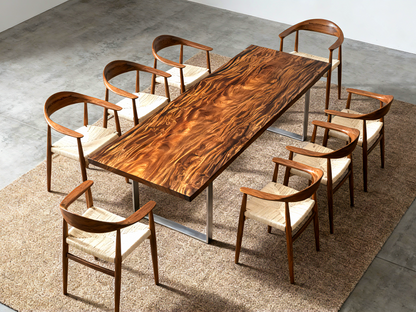 Top Quality Pick! One of a Kind Straight Edge Acacia Dining Table 133'' Luxury Wood Tables