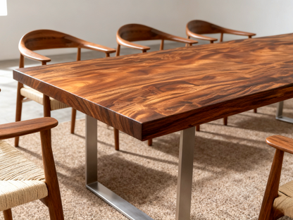 Top Quality Pick! One of a Kind Straight Edge Acacia Dining Table 133'' Luxury Wood Tables