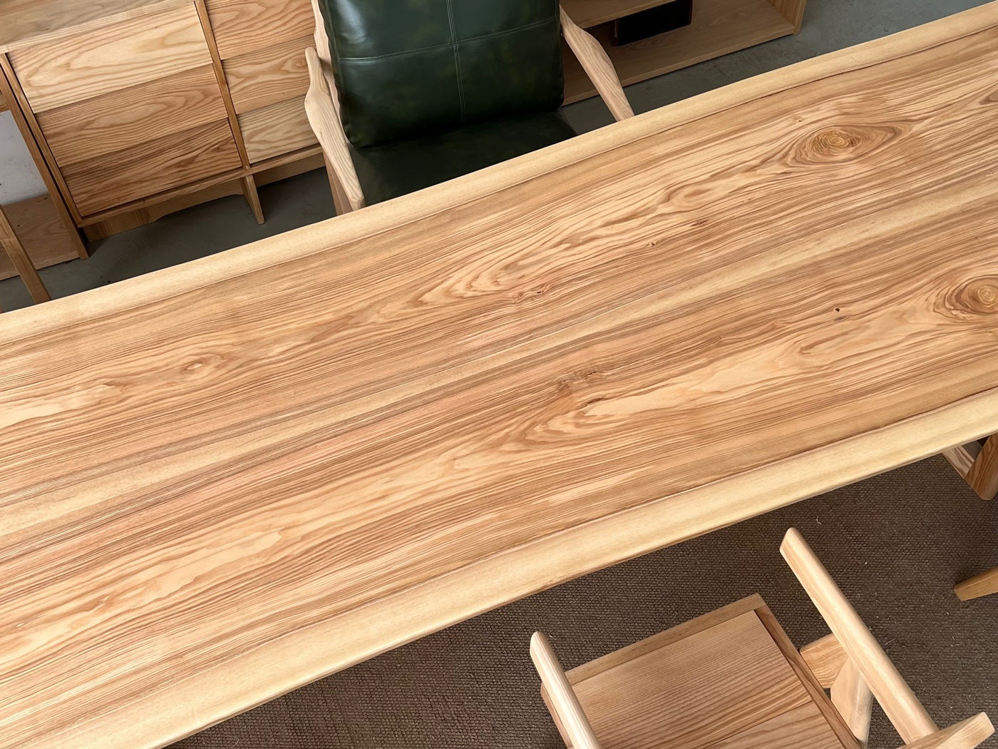 One of a Kind Straight Edge Ashwood Dining Table 140'' Luxury Wood Tables