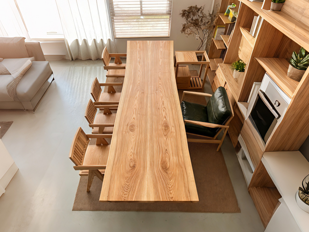 One of a Kind Straight Edge Ashwood Dining Table 140'' Luxury Wood Tables