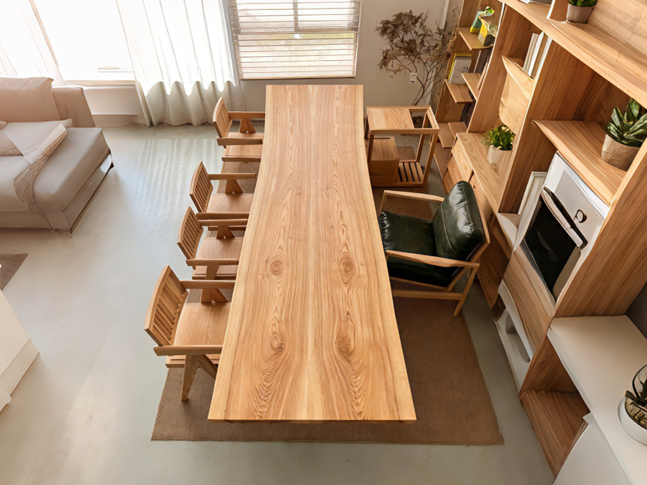 One of a Kind Straight Edge Ashwood Dining Table 140'' Luxury Wood Tables