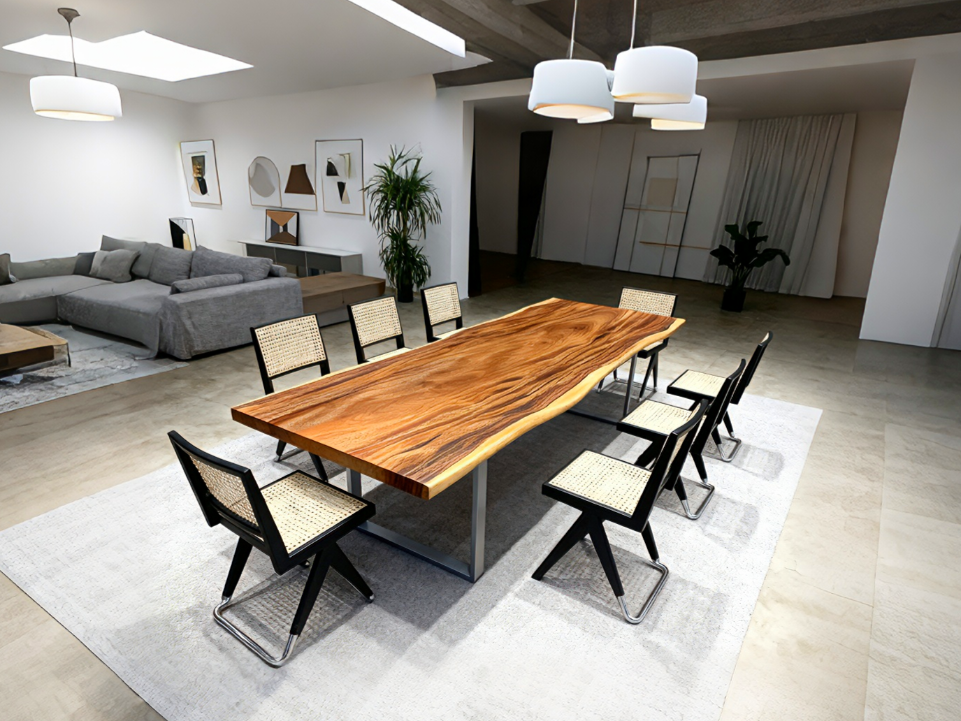 （副本）One of a Kind Straight Edge Acacia Dining Table 116'' Luxury Wood Tables