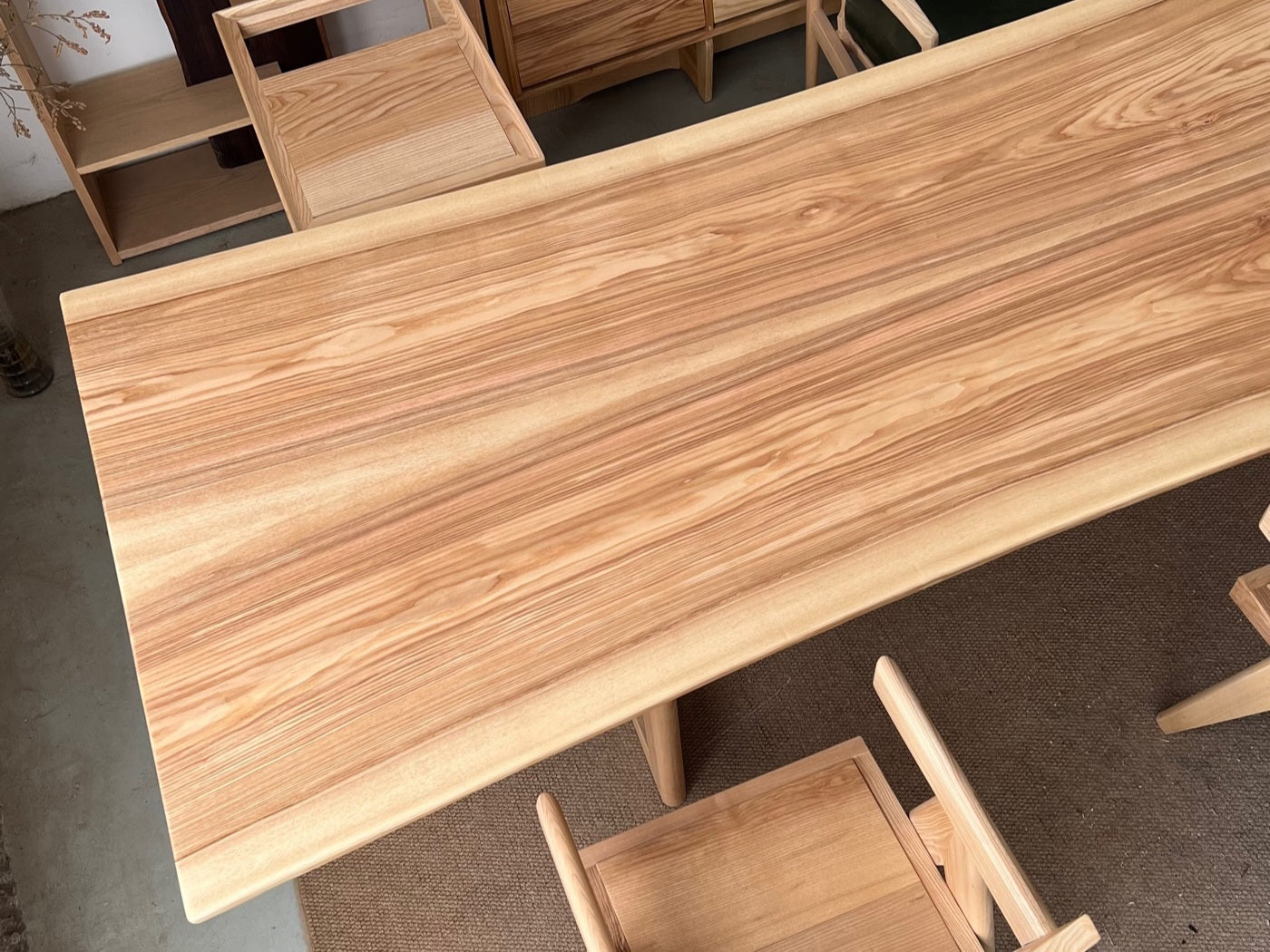One of a Kind Straight Edge Ashwood Dining Table 140'' Luxury Wood Tables