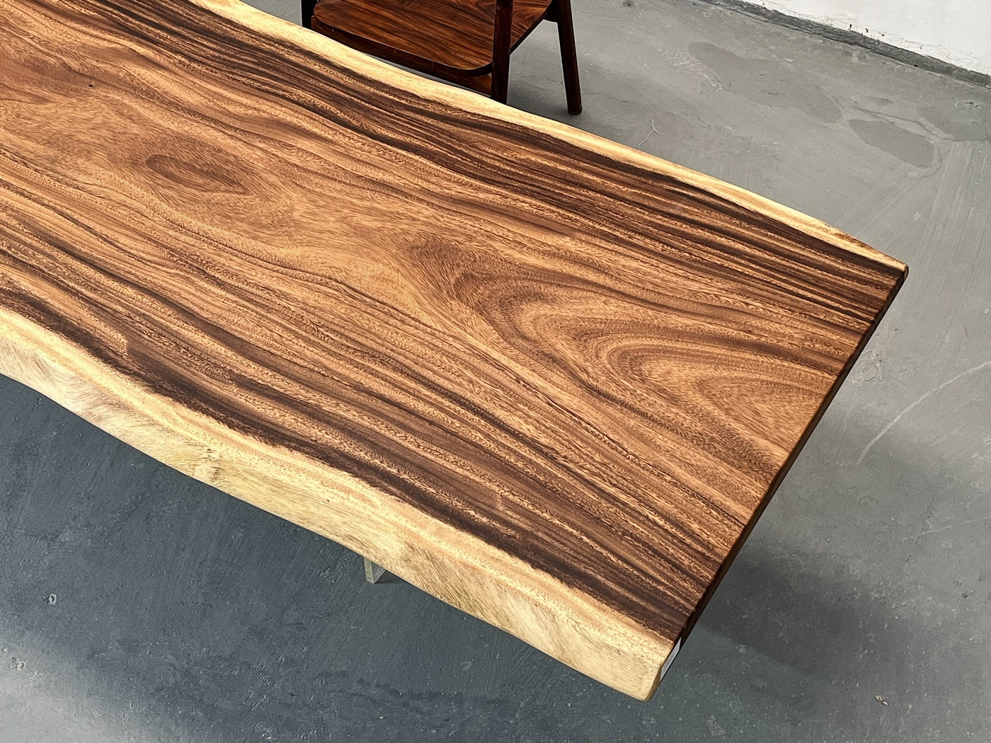 SALE! 9ft x 42'' Wood Dining Room Table ONE-PIECE Acacia Straighe Edge Wood Table With Metal Base (Copy) Luxury Wood Tables