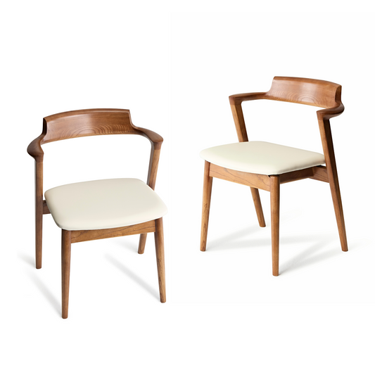 Ready to Ship Solid Ashwood Hans Chair with White Leather(SET OF 2 PCS)